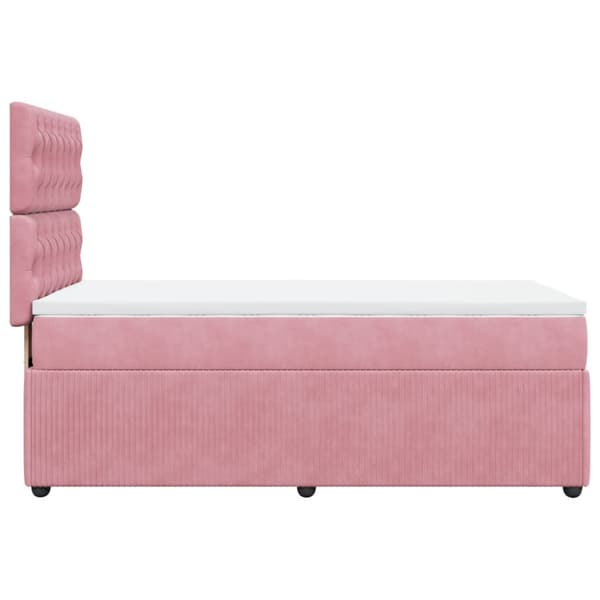 Ramsäng med madrass rosa 90x190 cm sammet