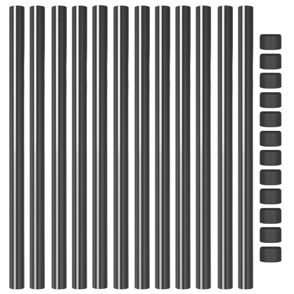 Stängselstolpe 12 pcs Grå 90 cm Pulverlackerad stål