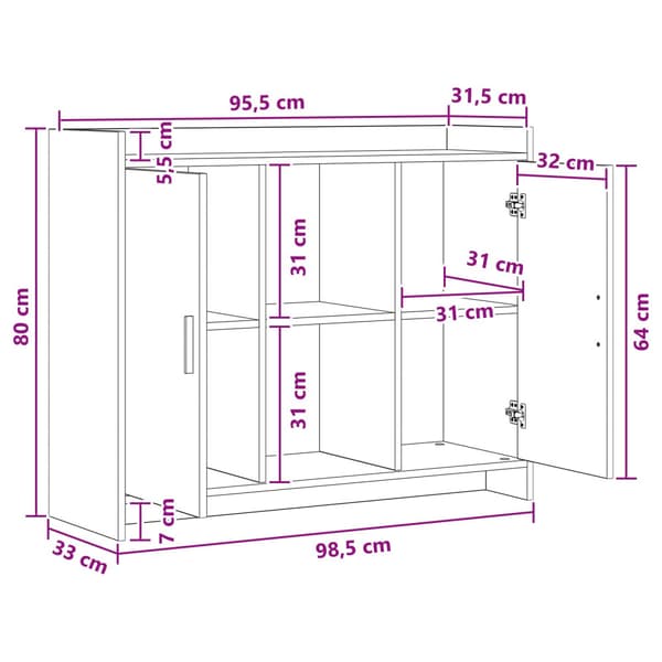 Sideboard Vit 98,5 x 33 x 80 cm Konstruerat trä