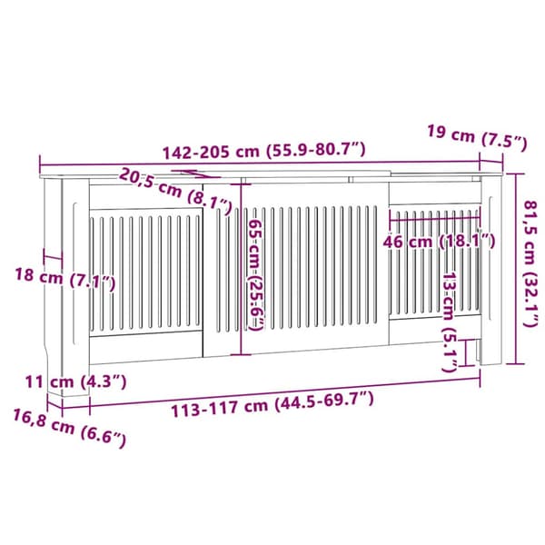 Radiatorlock 2 pcs Sonoma-ek 205 x 20,5 x 81,5 cm