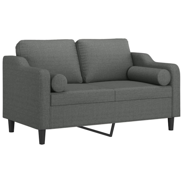 2-sits soffa med prydnadskuddar mörkgrå 120 cm tyg