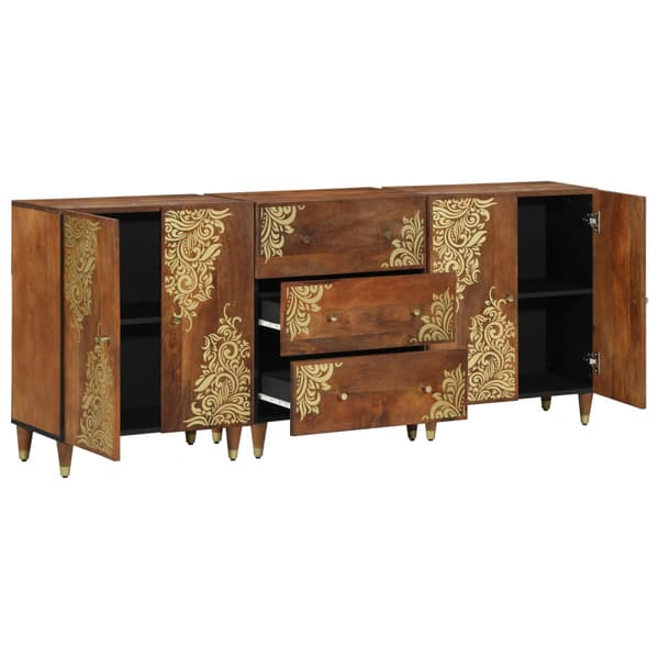 Badrumsskåpsset 3 pcs Honungsbrun och Guld 180 x 33 x 75 cm