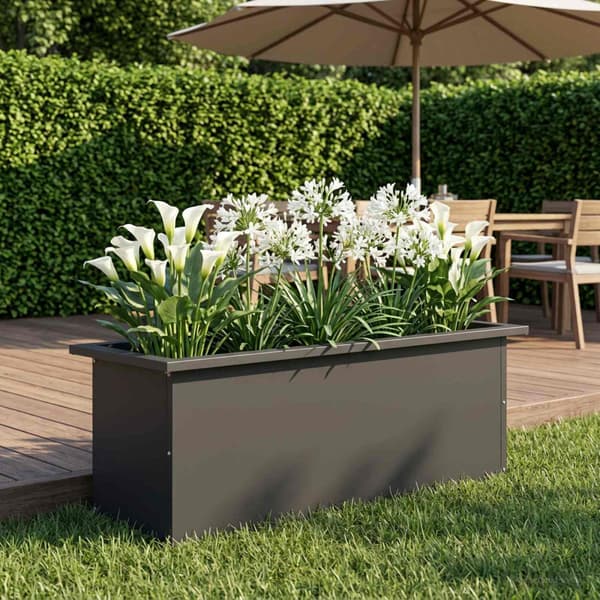 Odlingslåda med LED Svart 30 x 80 x 30 cm Stål