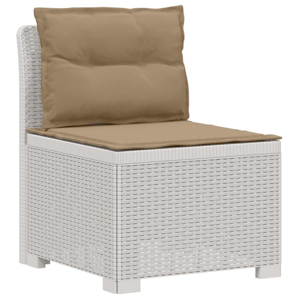 3-sits trädgårdsoffa med kuddar Rattan-look PP Vit