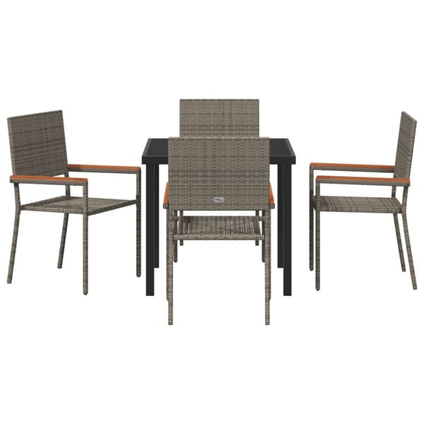 Trädgårdsmöbelset med kudde 5 pcs Grå konstrotting