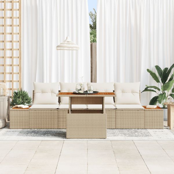Trädgårdsoffset med lagring 5 pcs Beige Poly rattan