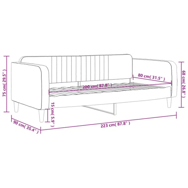 Dagbädd rosa 80x200 cm sammet