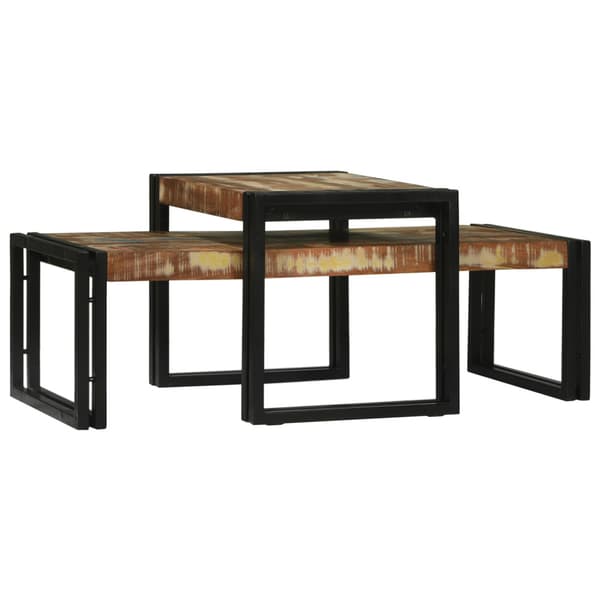 Kaffeebord 2 pcs Flerfärgsdesign Solid återvunnen trä