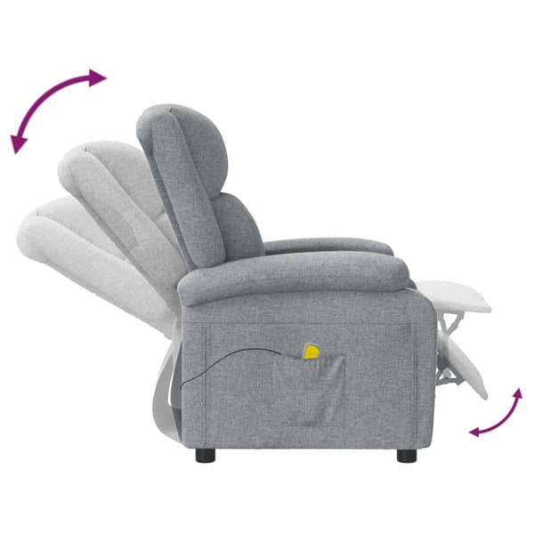 Massagefåtölj ljusgrå tyg