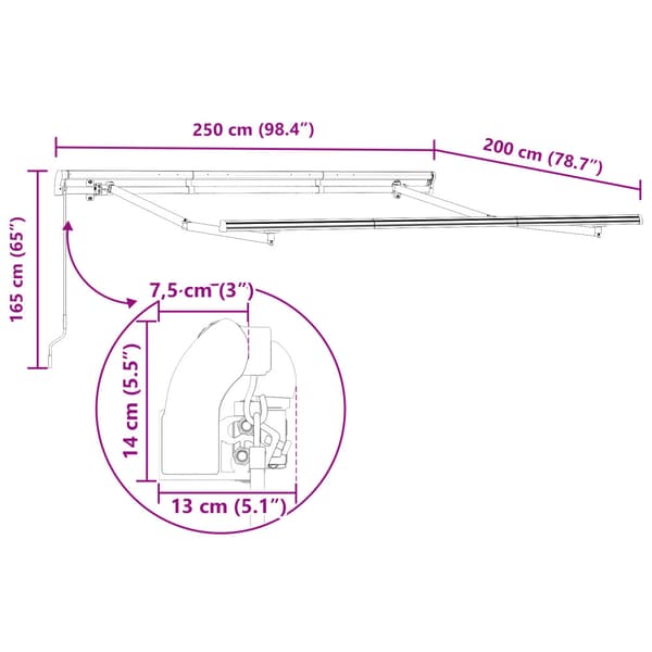 Markisram Antracit 2,5 x 2 m Metall