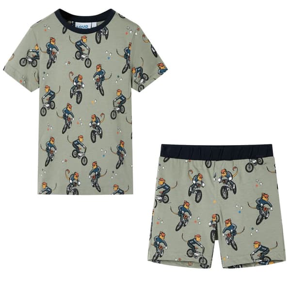 Barnpyjamas med korta ärmar ljus khaki 92