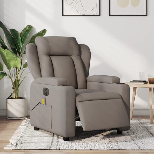 Elektrisk massagefåtölj taupe tyg