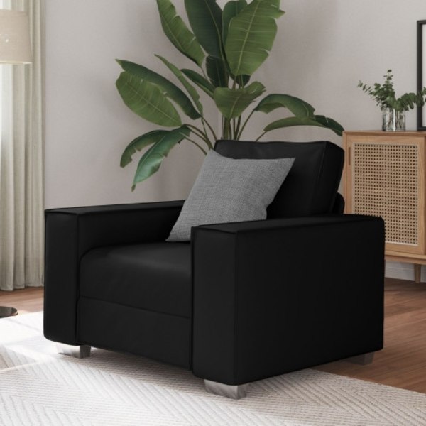 Svart Konstläder Soffa Stol - 59 cm