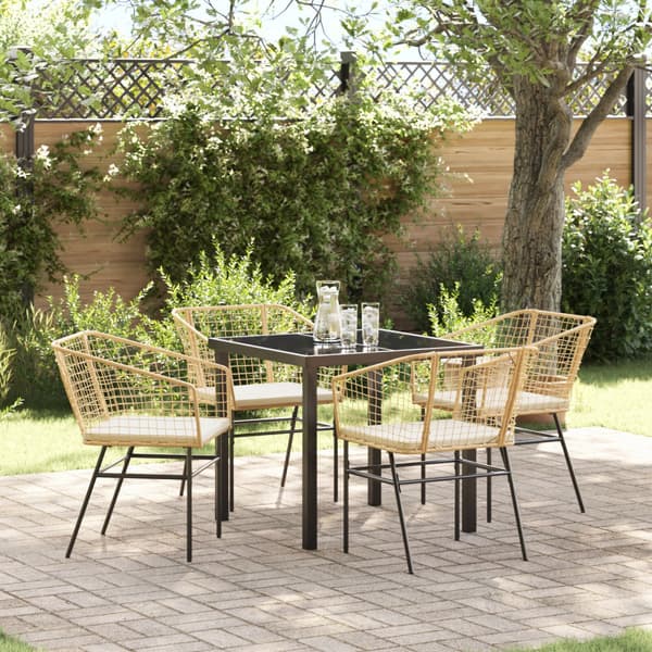 Trädgårdsmöbelset 5 pcs Brun konstrotting