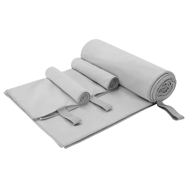 Sporthandduk Set 3 pcs Grå Polyester och polyamid