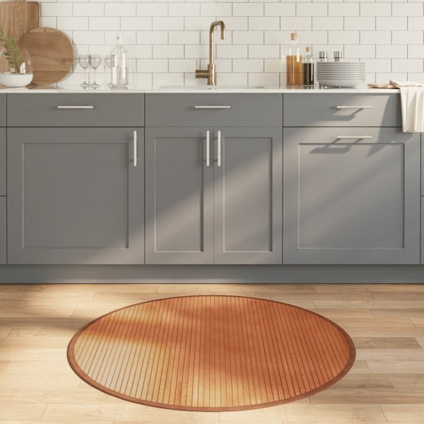 Matta rund brun 100 cm bambu