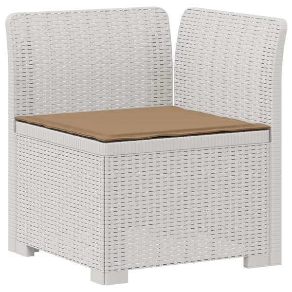 3-sits trädgårdsoffa med kuddar Rattan-look PP Vit