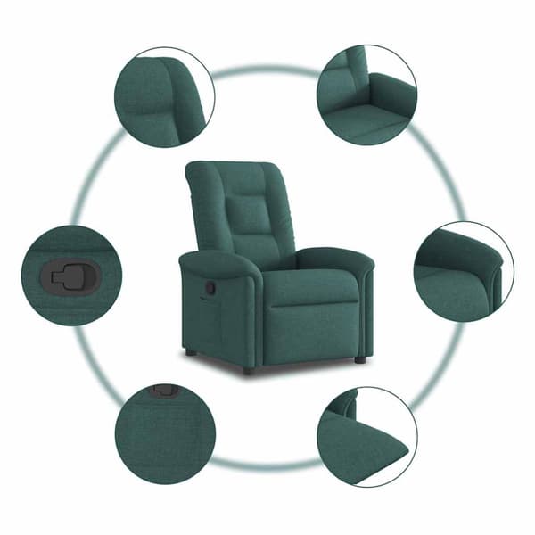 Reclinerfåtölj mörkgrön tyg