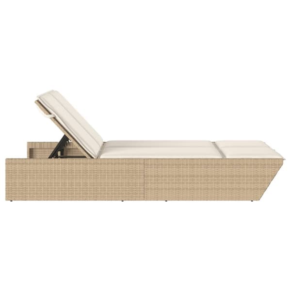 Dubbel solsäng med dynor beige konstrotting