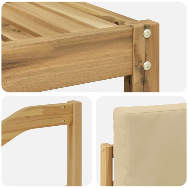 Utomhussoffset med kudde 5 pcs Vit och Beige Polyester