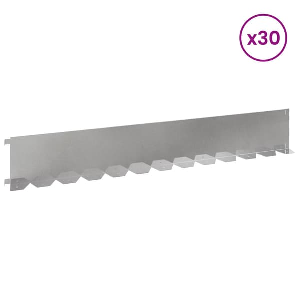 Kant för gräsmatta 30 pcs 102 x 15 x 4 cm Stål Silver