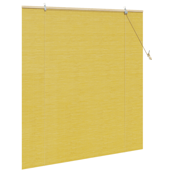Rullgardin med gardiner Gul 150 x 160 cm Bambu
