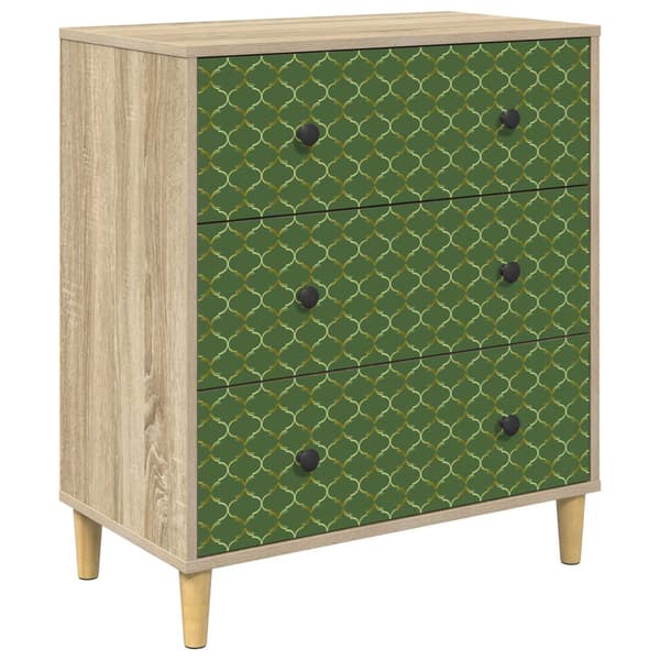 Kommode GELEEN Smaragd geometriskt mönster 66 x 36,5 x 75 cm