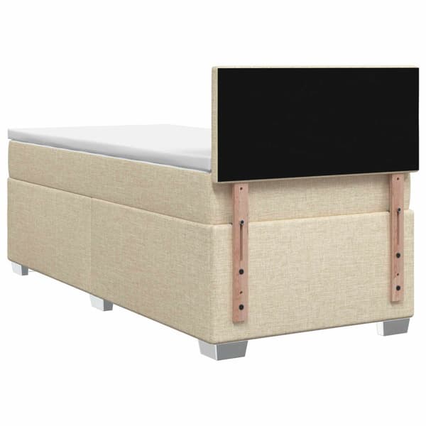Boxspring säng med madrass och LED Gräddvit 100 x 200 cm Tyg