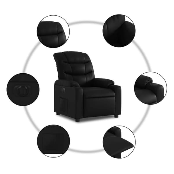 Elektrisk reclinerfåtölj svart konstläder