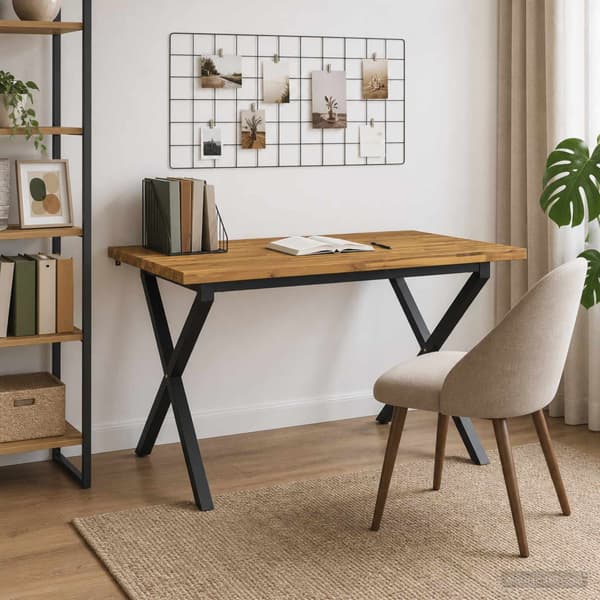 120 x 80 x 75 cm Massivt Akaciaträ Vit och svart Rektangulär