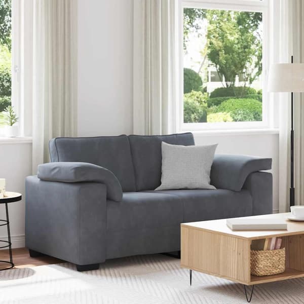 Loveseat soffa mörkgrå 160x77x82 cm sammet