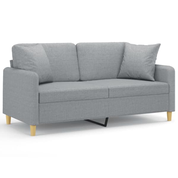 2-sits soffa med prydnadskuddar ljusgrå 140 cm tyg