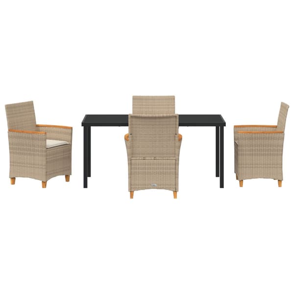 Trädgårdsmöbelset 5 pcs Beige konstrotting