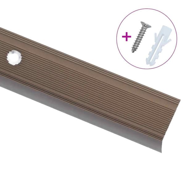 L-formade halkskydd för trapp 5 st aluminium 100 cm brun