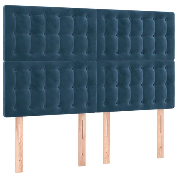 Ramsäng med madrass & LED mörkblå 140x200 cm sammet