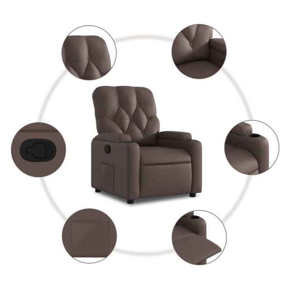 Reclinerfåtölj brun konstläder