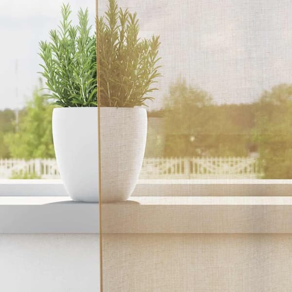 Voile gardiner med genomföringar 2 st sand