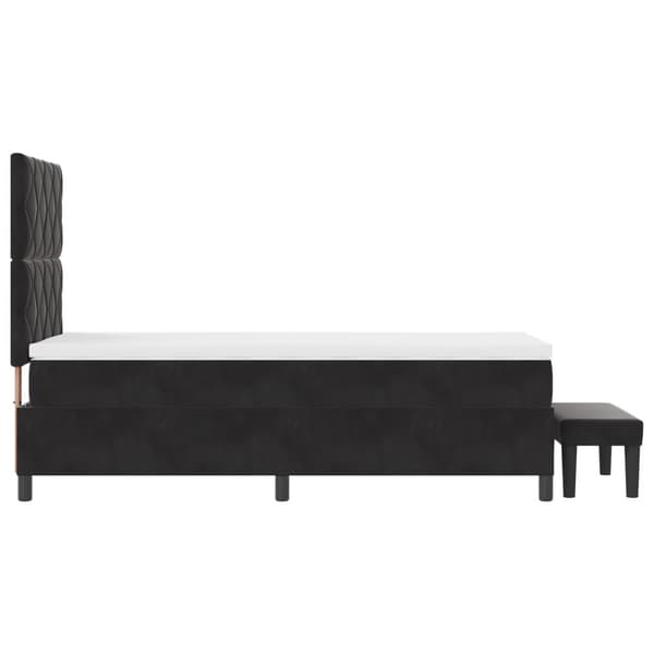Bäddfjäder med huvudgavel Svart 190 x 90 cm Sammet