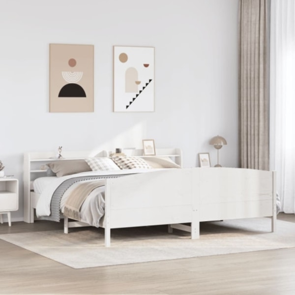 Sängram utan madrass vit 180x200 cm massiv furu