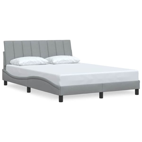 Bed Frame without Mattress "Hanko" Light Grey 140x190 cm Fabric