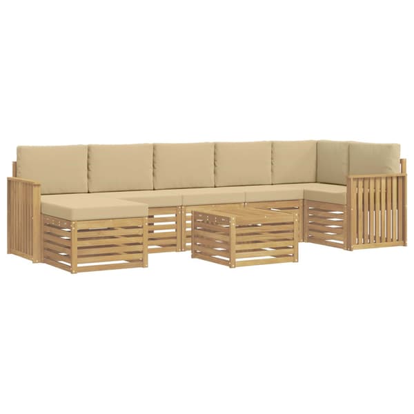 Utomhussoffset 8 pcs Vit och Beige 59 x 59 x 37 cm Polyester