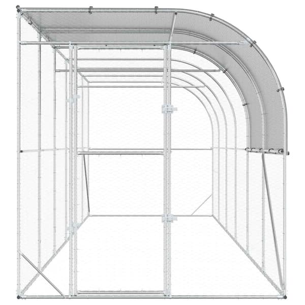 Hönshus mot Vägg Silver 600 x 200 x 215 cm Galvaniserat stål