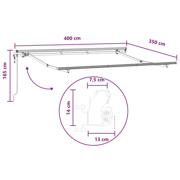 Utfällbar markis Sand 400 × 350 cm Duk och Aluminium