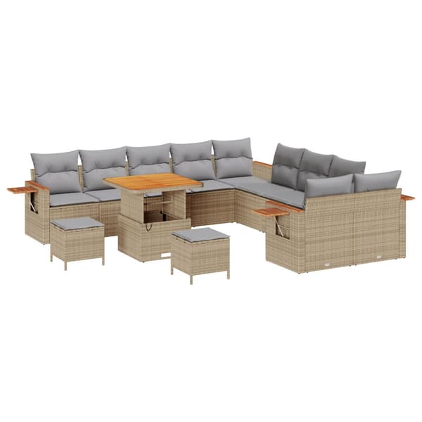 Trädgårdsoffset med kudde 13 pcs Beige och Ljusgrå