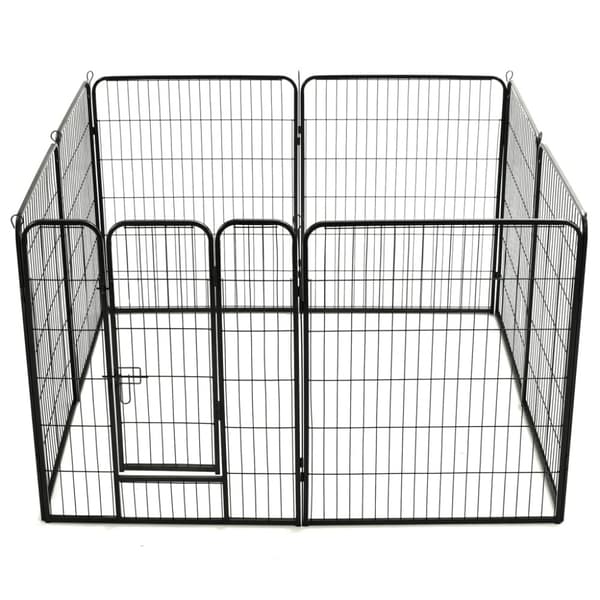 Hundhage 8 paneler stål 80x100 cm svart