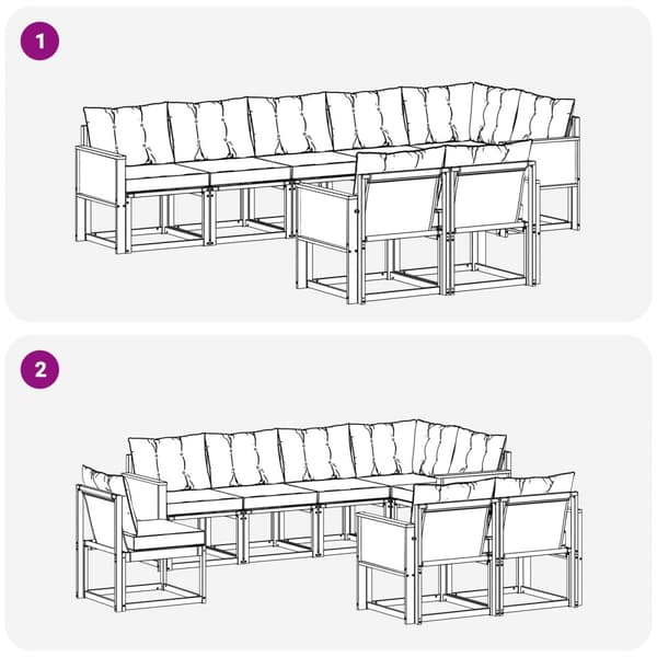 Utomhussoffset med kudde 8 pcs Naturlig och ljusgrå
