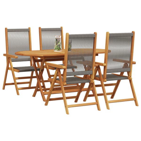 Trädgårdsmöbelset 5 pcs Grå Massivt Akaciaträ
