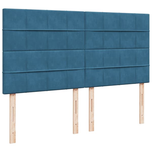 Ramsäng med madrass mörkblå 200x200 cm sammet