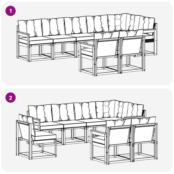 Utomhussoffset med kudde 8 pcs Vit och Beige