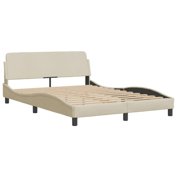 Bed Frame without Mattress "Hanko" Cream 140x200cm Fabric